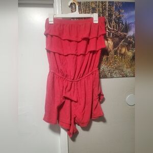 CW Classics Red Terry Tube Romper